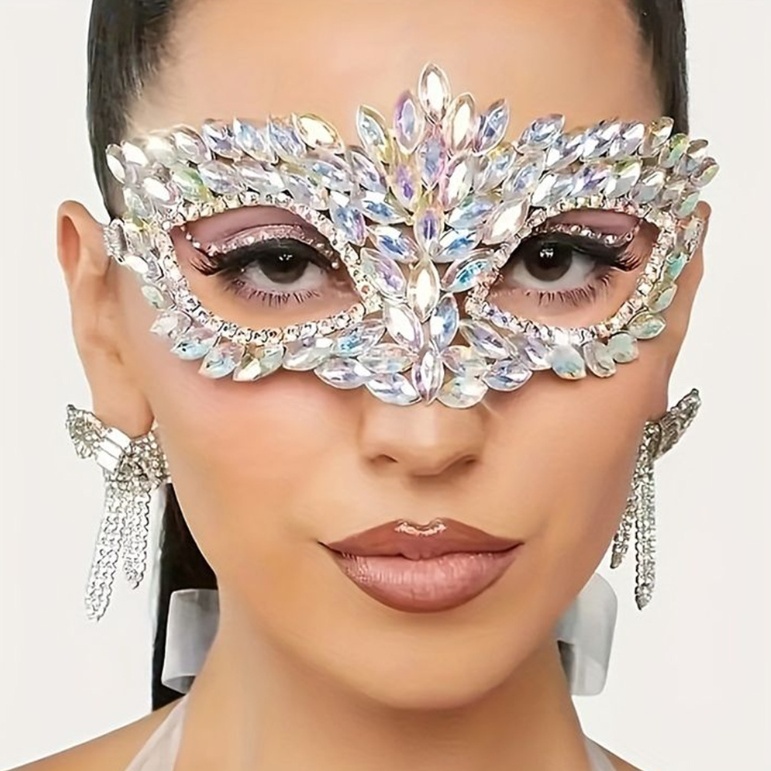Luxury Crystal Rhinestone Face Jewelry Masquerade Mask
